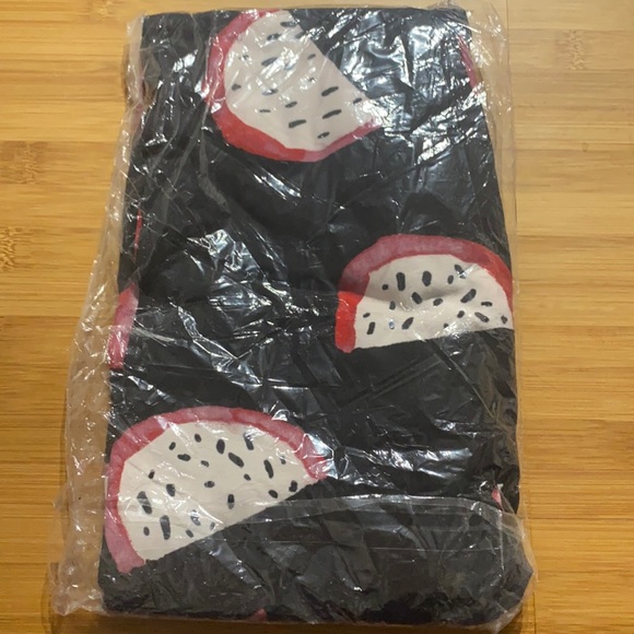 LuLaRoe Black Leggings with Pink and White Fruit Design T/C - Picture 3 of 6